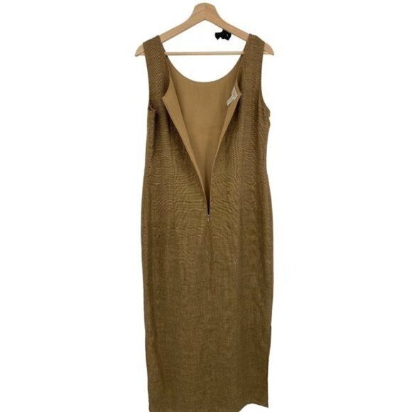 Talbots Women’s Vintage Linen Blend Maxi Dress & Jacket 10 Tan Brown Lightweight - Picture 5 of 12